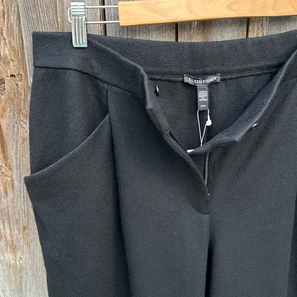 NWT Eileen Fisher Boiled Wool Jersey Carrot Pant Black M - Picture 8 of 16